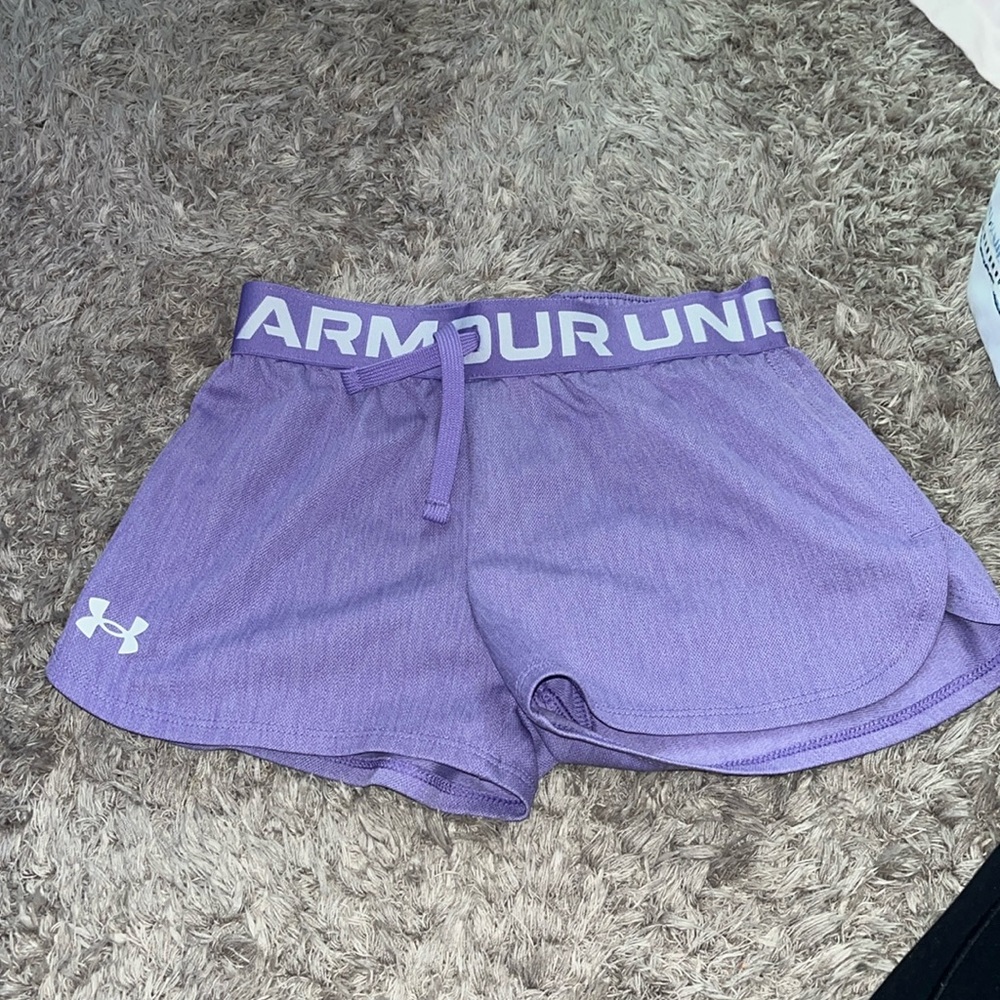 purple under armour play up shorts girls